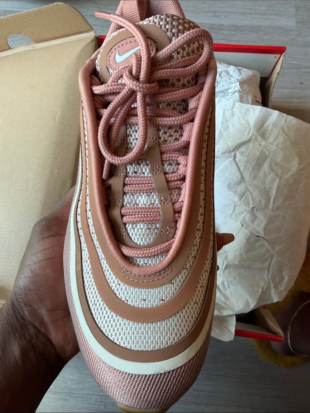 Nike Women’s Dusty Rose & Cream Knit Sneakers